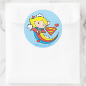 Sticker Rond Chibi Supergirl volant arc-en-ciel (Sac)