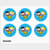 Sticker Rond Chibi Superman & Chibi Supergirl Power Up! (Feuille)