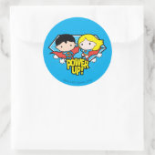 Sticker Rond Chibi Superman & Chibi Supergirl Power Up! (Sac)