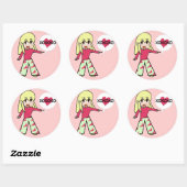 Sticker Rond Chibi Valentine Hearts (Feuille)