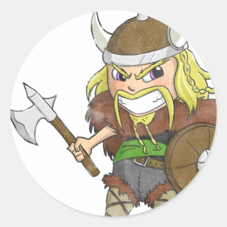 Sticker Rond Chibi Viking (en détresse)