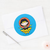 Sticker Rond Chibi Wonder Woman avec Pois et logo (Enveloppe)