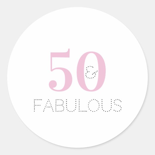 Sticker Rond Chic 50 et fabuleuse Typographie Pink Anniversaire (Devant)