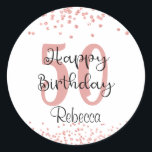 Sticker Rond Chic 50th Birthday Rose Gold Parties scintillant N<br><div class="desc">Célébrez un 50e anniversaire (ou n'importe quel anniversaire d'âge) avec ces autocollants personnalisés conçus avec des confettis de parties scintillant en or rose et un script moderne et chic HAPPY BANTHDAY titre personnalisé avec son âge et son nom ou autre texte. Idéal pour les scellés d'enveloppe et privilégier les cadeaux....</div>