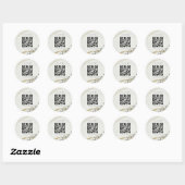 Sticker Rond Chic Abstrait ivoire or noir pierre gris QR Code (Feuille)