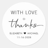 Sticker Rond Chic Amour Et Merci Mariage (Devant)