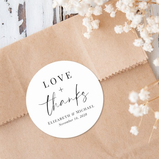 Sticker Rond Chic Amour Et Merci Mariage