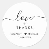Sticker Rond Chic Amour Et Merci Mariage Merci (Devant)
