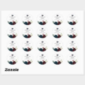Sticker Rond Chic Aquarelle Bourgogne Marine Florals Graduation (Feuille)