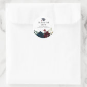 Sticker Rond Chic Aquarelle Bourgogne Marine Florals Graduation (Sac)