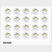 Sticker Rond Chic Aquarelle Citron & Merci Mariage vert (Feuille)