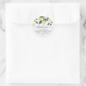 Sticker Rond Chic Aquarelle Citron & Merci Mariage vert (Sac)