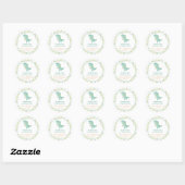 Sticker Rond Chic Aquarelle Cute Dinosaur Boy Baby shower (Feuille)