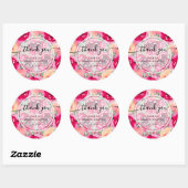 Sticker Rond Chic Aquarelle rose Fleurs Merci (Feuille)