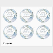 Sticker Rond Chic Baby Blue Floral Robe Argent Quinceañera (Feuille)