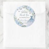 Sticker Rond Chic Baby Blue Floral Robe Argent Quinceañera (Sac)