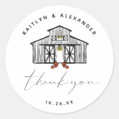 Sticker Rond Chic Barn Rustic Merci Mariage (Devant)