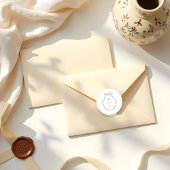 Sticker Rond Chic Beige Main Tirée Bow & Ribbon Monogram Crest