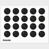 Sticker Rond Chic Black & Faux Gold Wedding Favoriser (Feuille)