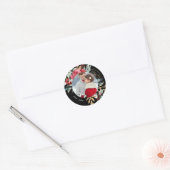 Sticker Rond Chic Black Floral Vacances Mariage Photo (Enveloppe)