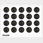 Sticker Rond Chic Black Gold 60e fête d'anniversaire (Feuille)