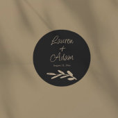 Sticker Rond Chic Black & Gold Wedding