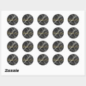 Sticker Rond Chic Black & Marbre blanc Gold Glamor Merci (Feuille)