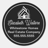Sticker Rond Chic Black Real Estate Company Customized Realtor (Devant)