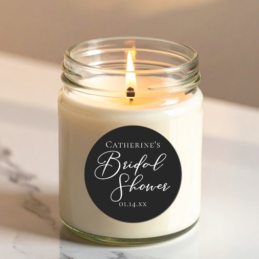 Sticker Rond Chic Black White Bridal Shower Personalized