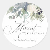 Sticker Rond Chic Blanc Dusky Green Merriest Noël Folio (Devant)