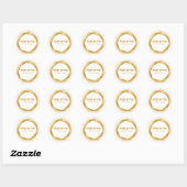 Sticker Rond Chic blanc et or juif Joyeux Purim (Feuille)