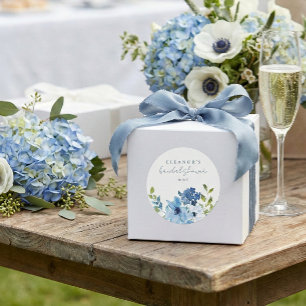 Sticker Rond Chic Bleu Clair Floral Aquarelle Enterrement de Vi