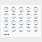 Sticker Rond Chic bleu foncé ivoire Floral Mariage Merci (Feuille)