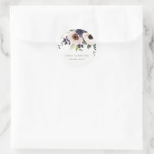 Sticker Rond Chic Blush Marine Anemone Floral Mariage Aquarelle (Sac)