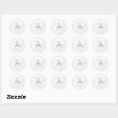 Sticker Rond Chic Blush Pink White Marble Script Nom monogram (Feuille)