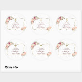 Sticker Rond Chic Blush Rose Floral Or Première Communion Saint (Feuille)