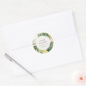 Sticker Rond Chic Boho Blush Green Tropical Palm Plage Feuille (Enveloppe)