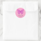 Sticker Rond Chic Boho jolie Lavender Merci papillon (Sac)