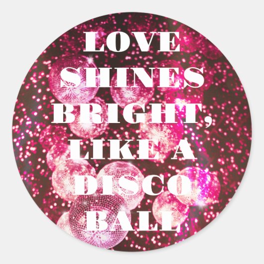 Sticker Rond Chic Bold Parties scintillant rose Rétro Boules Di (Devant)