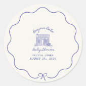 Sticker Rond Chic Bonjour bébé shower de bébé (Devant)