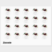 Sticker Rond Chic Burgundy Blue Florals Graduker (Feuille)