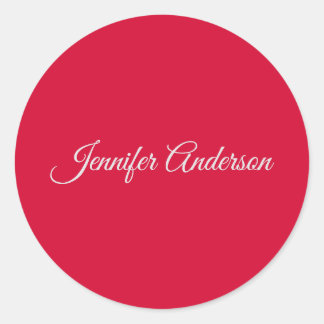 Sticker Rond Chic Calligraphie Élégant Cerisier Rouge Personnal