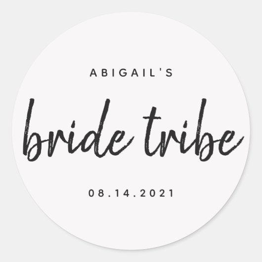 Sticker Rond Chic Calligraphie Mariée Tribe Mariage (Devant)