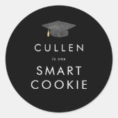 Sticker Rond Chic Casquette noir foncé Smart Cookie Graduation (Devant)