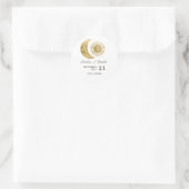 Sticker Rond Chic Céleste Blanc Or Soleil Lune Monogramme Crest (Sac)