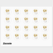 Sticker Rond Chic Céleste Blason Monogramme Lune Soleil en Or B (Feuille)