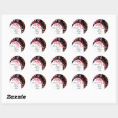 Sticker Rond Chic cerise en fleurs Sakura noir blanc anniversai (Feuille)