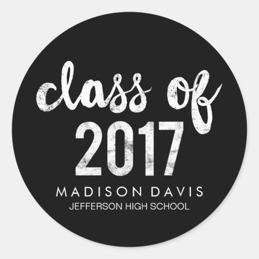 Sticker Rond Chic Chalk | Classe de Graduation 2017 (Devant)