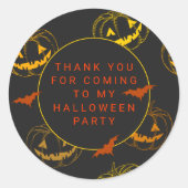 Sticker Rond Chic chauves-souris Citrouilles Halloween Merci (Devant)