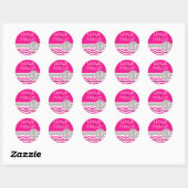 Sticker Rond Chic Chevron Monogramme | fuschia (Feuille)